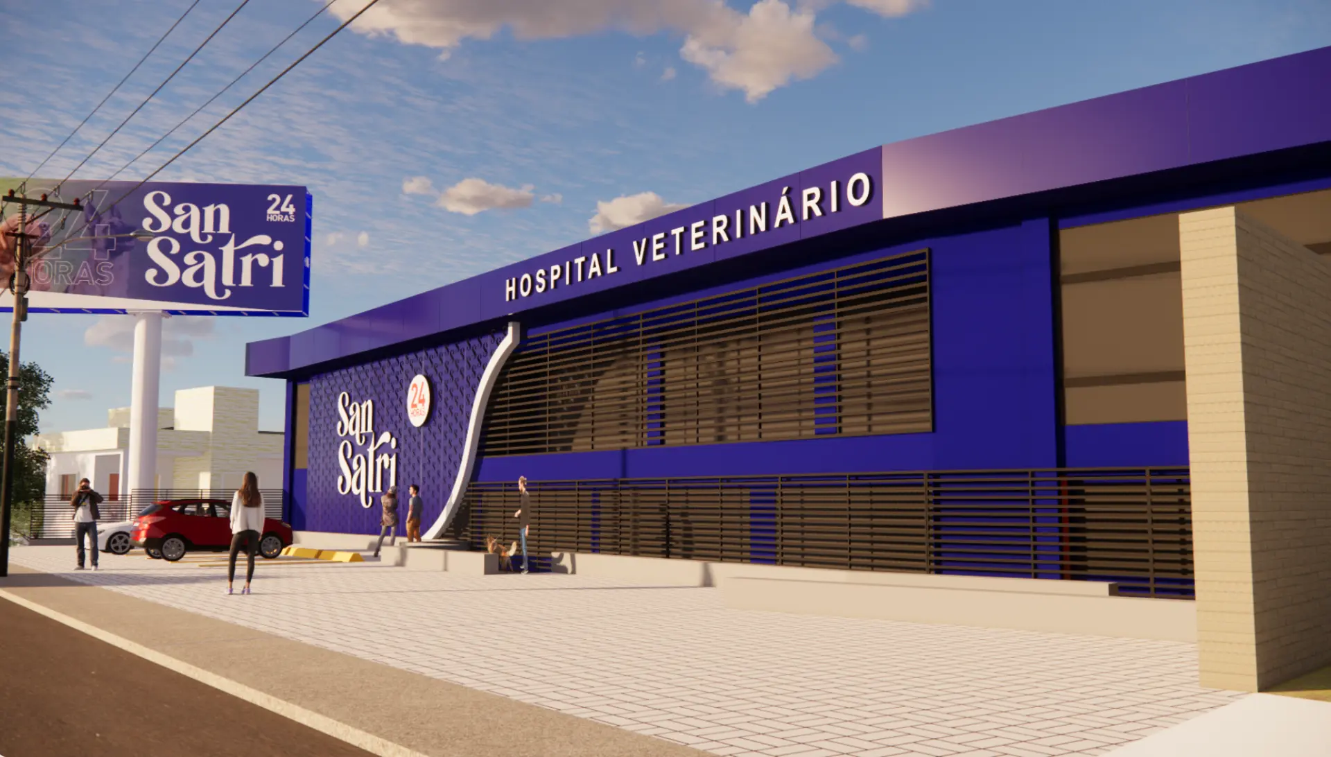 Render 3D da recepção da unidade Capoeiras
